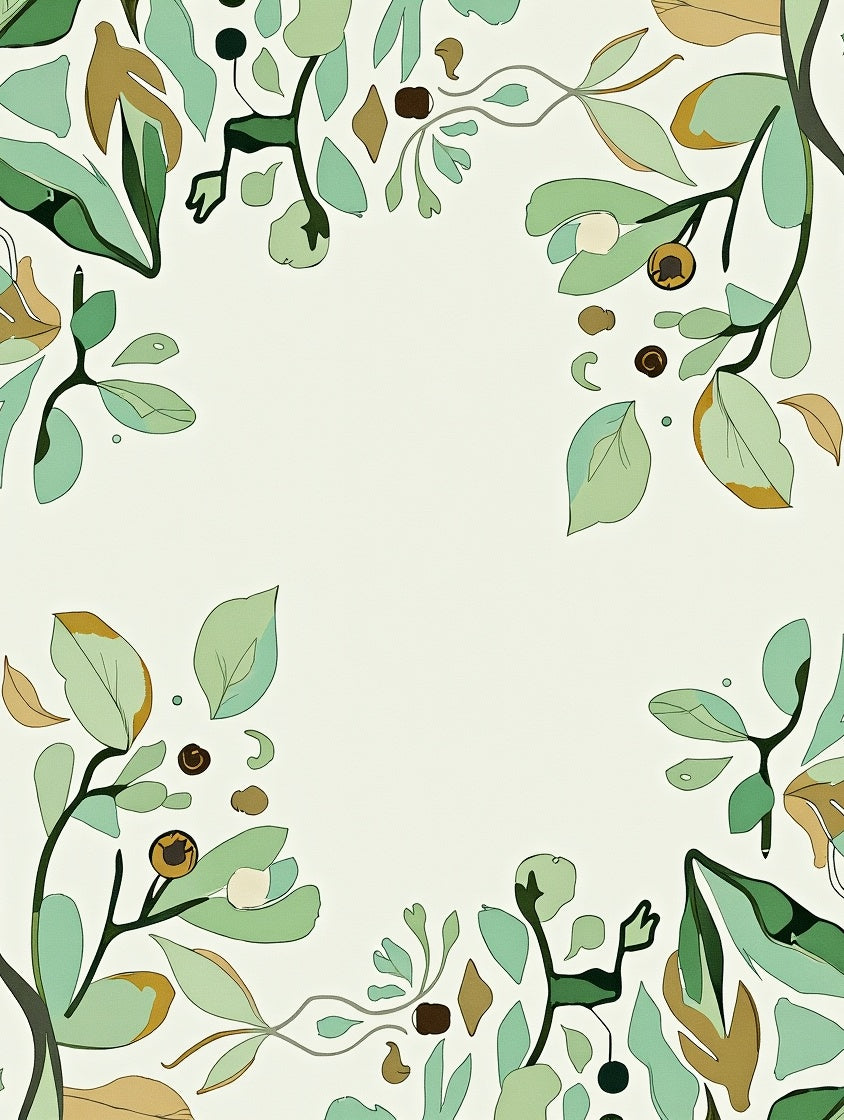 Earthy Green Botanical Abstract Rug