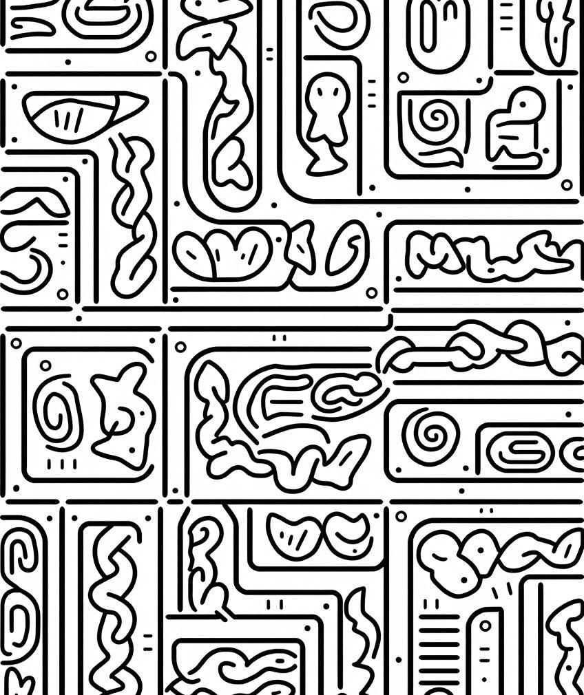 Abstract Doodle Line Art Rug