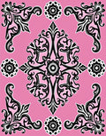 Pink Floral Medallion Scrollwork Rug