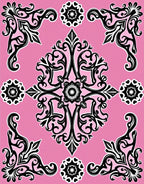 Pink Floral Medallion Scrollwork Rug