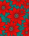 Vibrant Red Flower Pattern Design Rug
