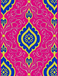 Vivid Pink Blue Yellow Floral Scroll Rug