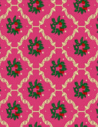 Pink Holly Berry Wreath Lattice Rug