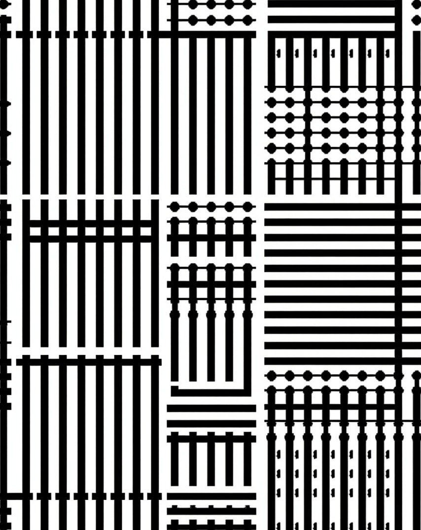 Black White Geometric Grid Pattern Rug