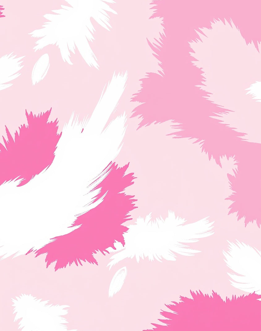 Pink White Feathered Abstract Design Rug