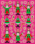 Pink Elf Holiday Festive Whimsical Characters Rug