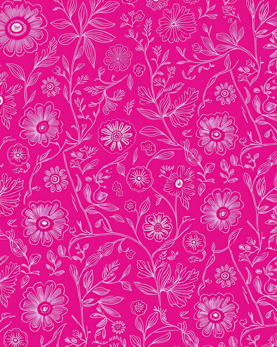 Orchid Fuchsia Floral Outline Rug