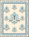 Elegant Cream Blue Floral Motif Rug