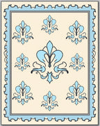 Elegant Cream Blue Floral Motif Rug