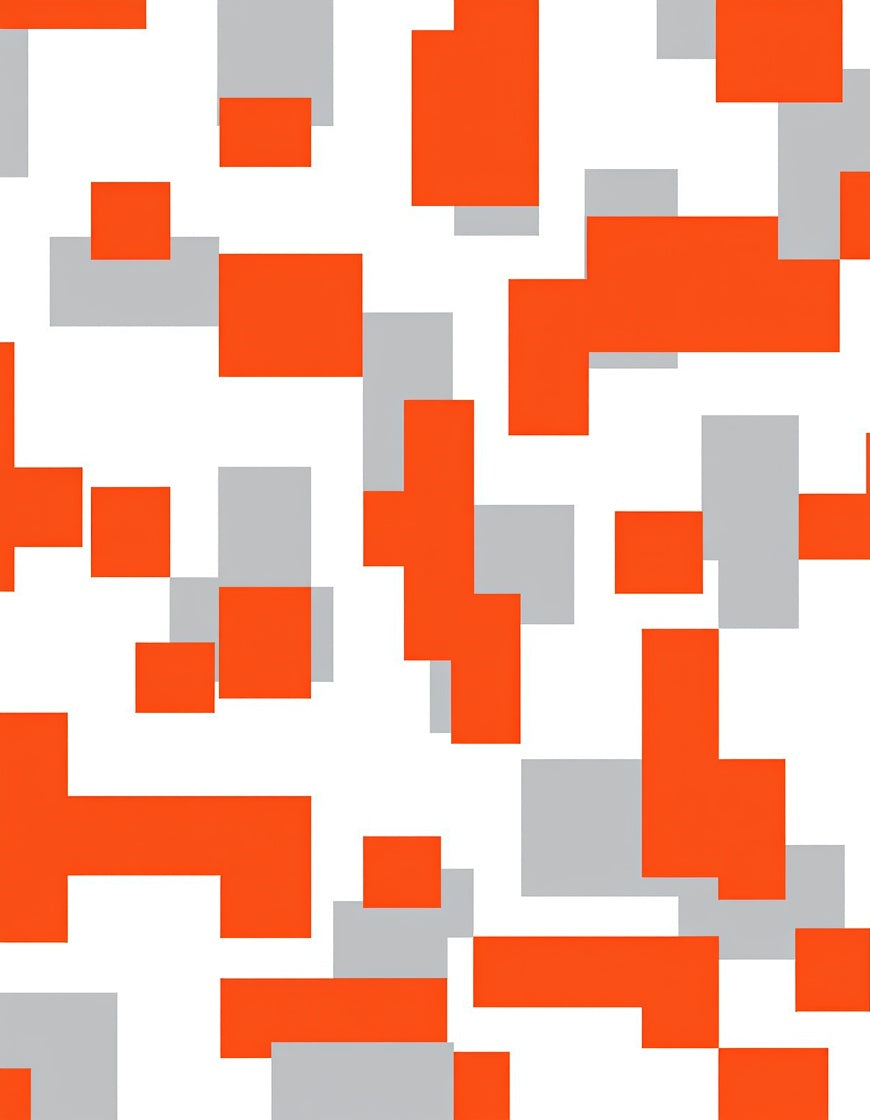 Abstract Orange Grey Geometric Squares Rug