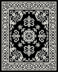 Intricate Black White Floral Border Rug
