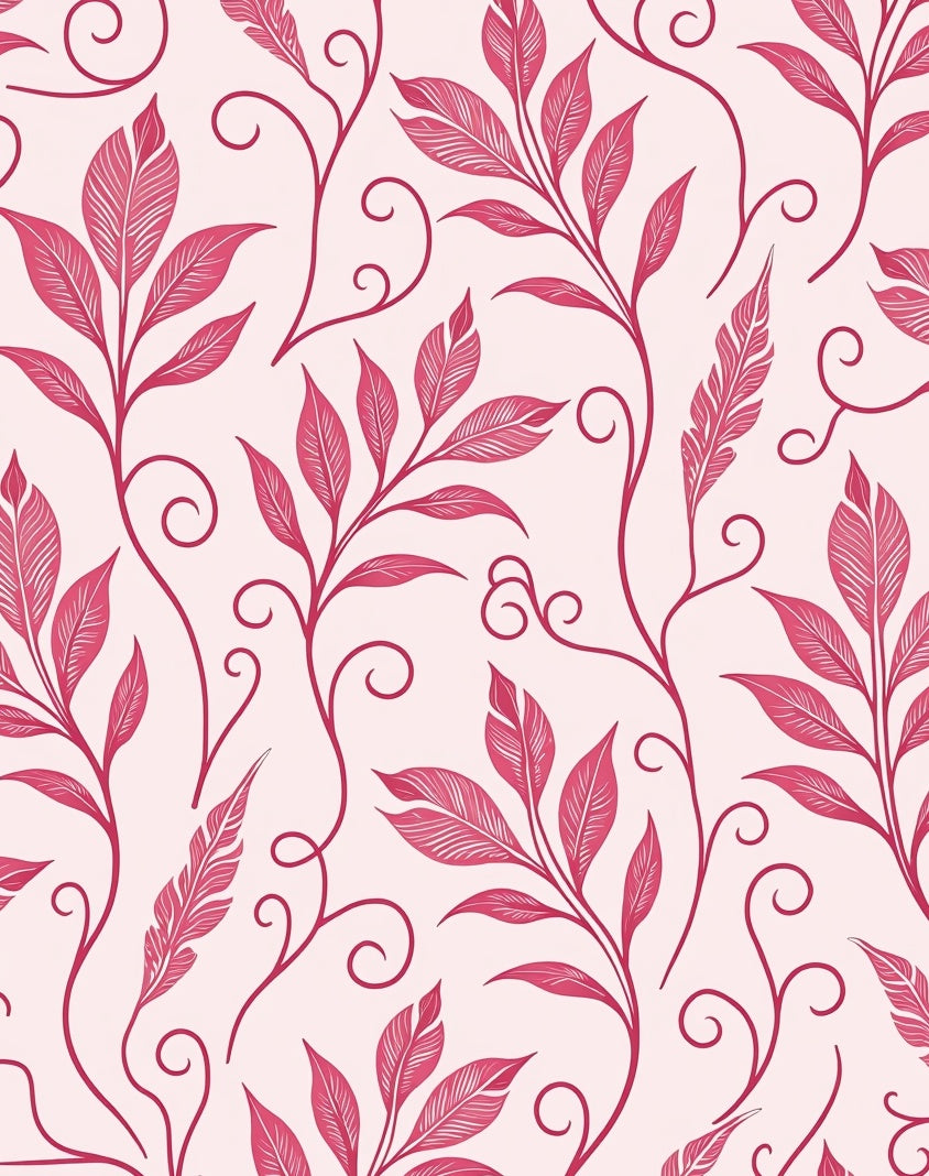 Vining Tropical Leaf Pattern Rug