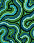 Swirling Emerald Sea Pattern Rug