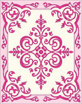 Pink Floral Symmetry Damask Rug
