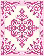 Pink Floral Symmetry Damask Rug