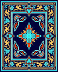 Ornate Floral Medallion Navy Pattern Rug