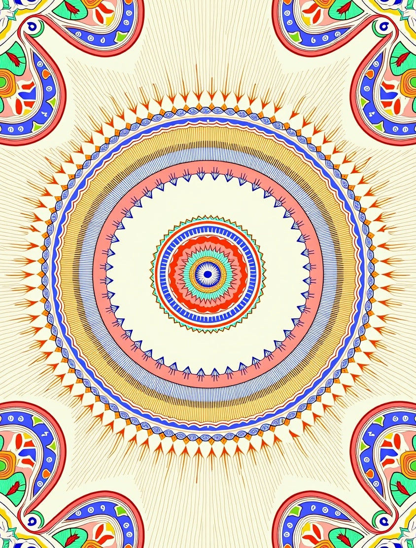 Vibrant Circular Sunburst Pattern Rug