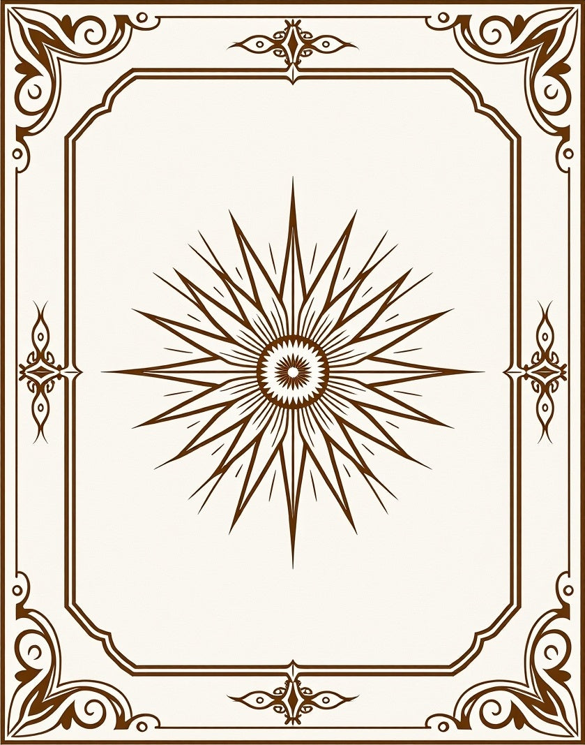 Ornate Sunburst Floral Frame Design Rug