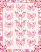 Pink Bows Floral Pattern Rug