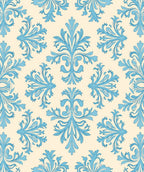 Elegant Blue Floral Damask Pattern Rug
