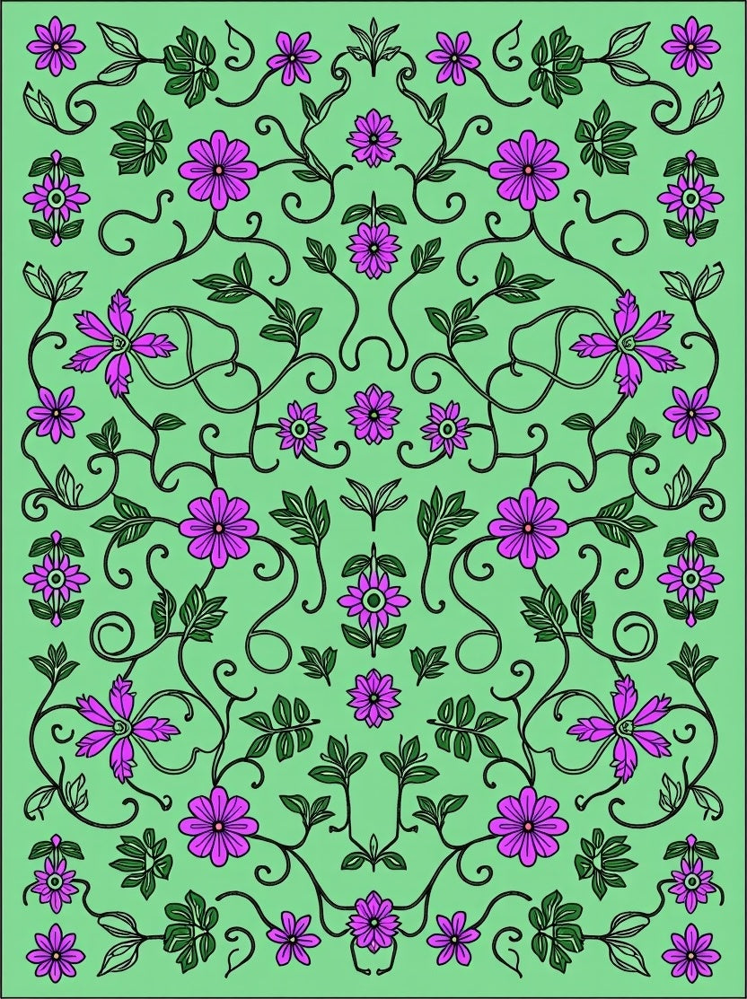 Sweet Lavender Floral Vine Arrangement Rug