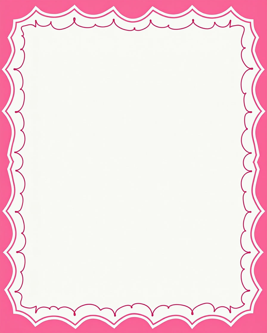 Pink Scallop Border Design Rug