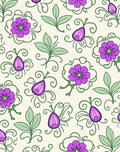 Purple Floral Whimsical Vine Design Rug