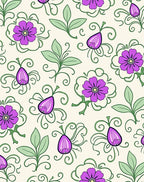 Purple Floral Whimsical Vine Design Rug