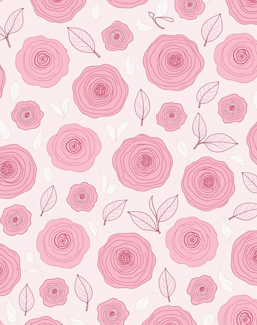 Pink Floral Contour Pattern Rug