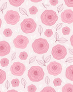 Pink Floral Contour Pattern Rug