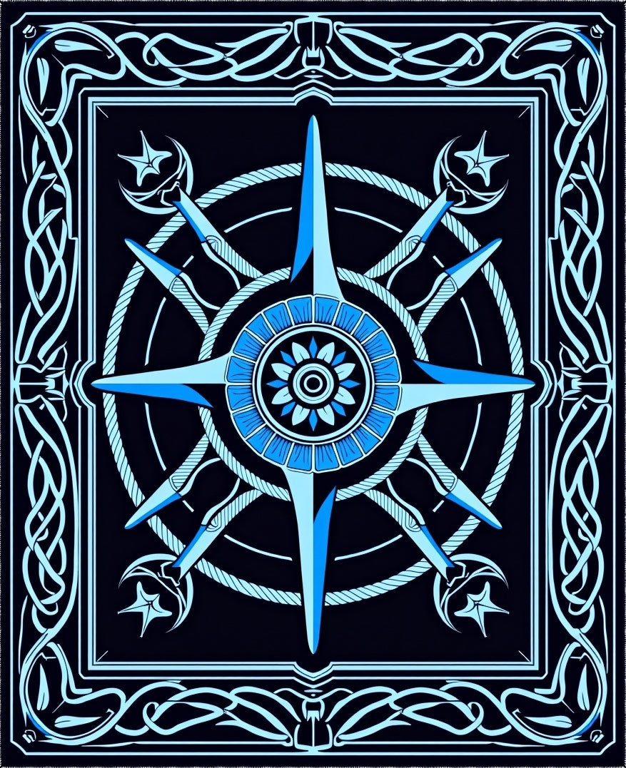 Nautical Compass Star Intertwined Frame Rug