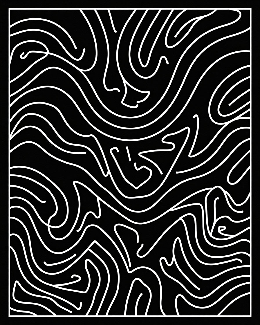 Abstract Line Art Flowing Pattern Rug