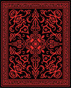 Bold Red Floral Symmetry Pattern Rug