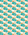 Art Deco Teal Floral Pattern Rug