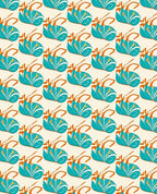 Art Deco Teal Floral Pattern Rug