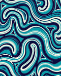 Abstract Swirls of Teal Stripes Design Rug