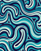 Abstract Swirls of Teal Stripes Design Rug