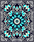 Ornate Teal Cream Mandala Rug