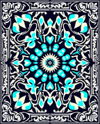 Ornate Teal Cream Mandala Rug