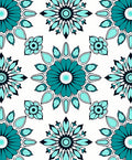 Teal Sunburst Floral Pattern Rug