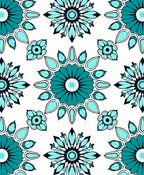 Teal Sunburst Floral Pattern Rug