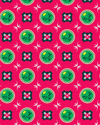 Vibrant Pink Green Graphic Medallion Rug