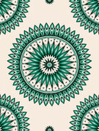 Emerald Green Starburst Mandala Pattern Rug