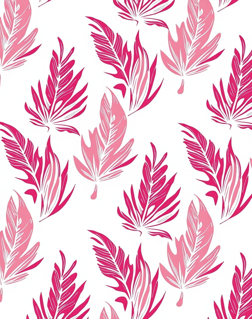 Bold Pink Feather Pattern Design Rug