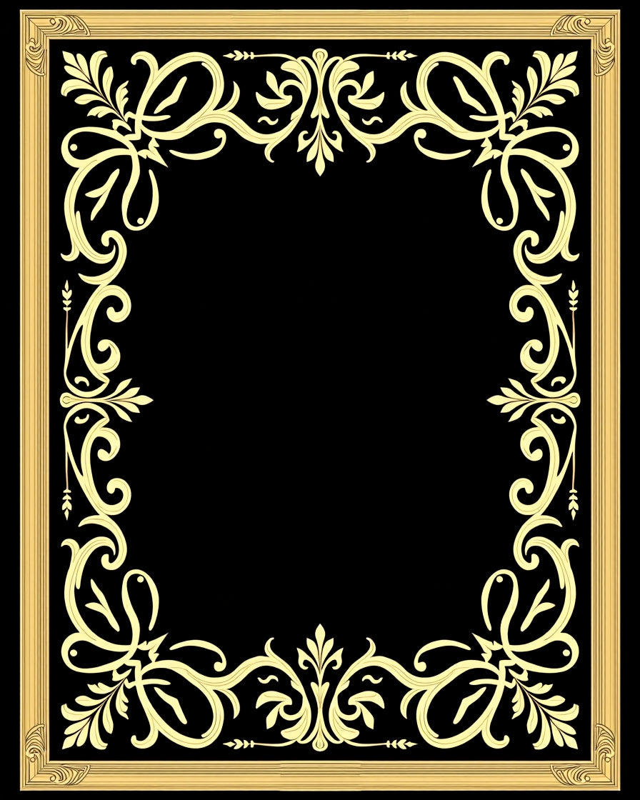 Ornate Floral Scrollwork Gold Accent Rug