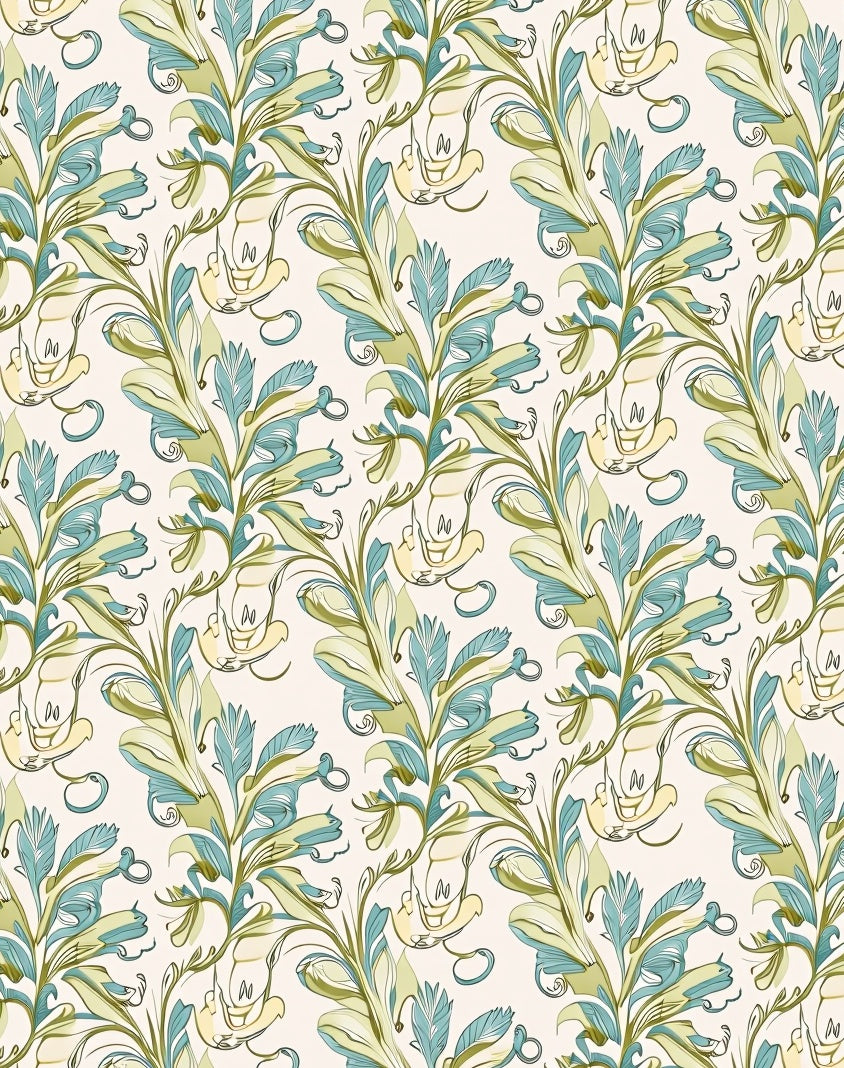 Whimsical Floral Vine Motif Rug