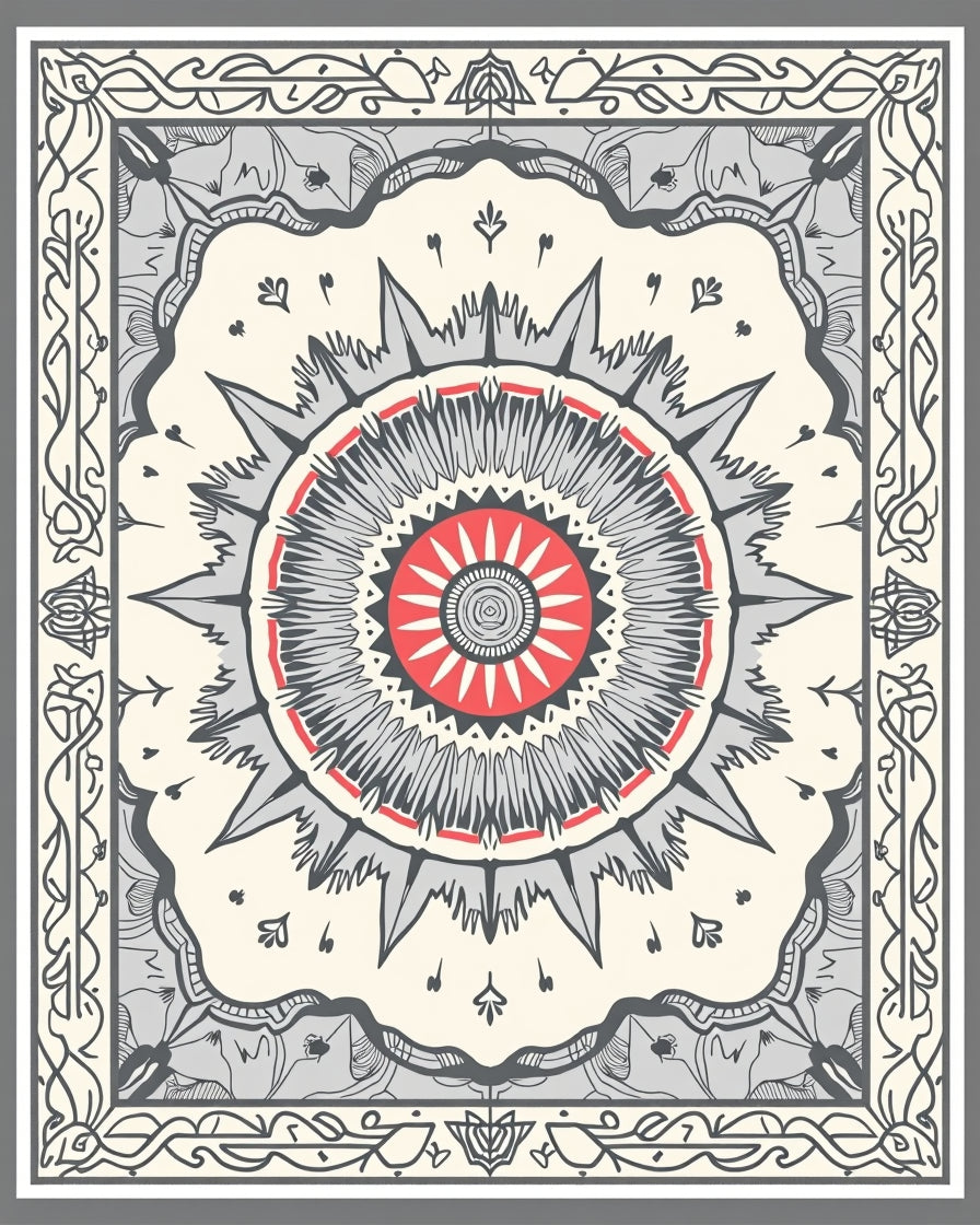 Sun Burst Mandala Floral Design Rug