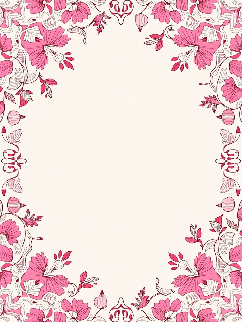 Ornate Pink Floral Swirl Design Rug