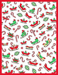 Red Green Sleigh Candy Cane Sprinkle Rug