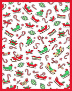Red Green Sleigh Candy Cane Sprinkle Rug